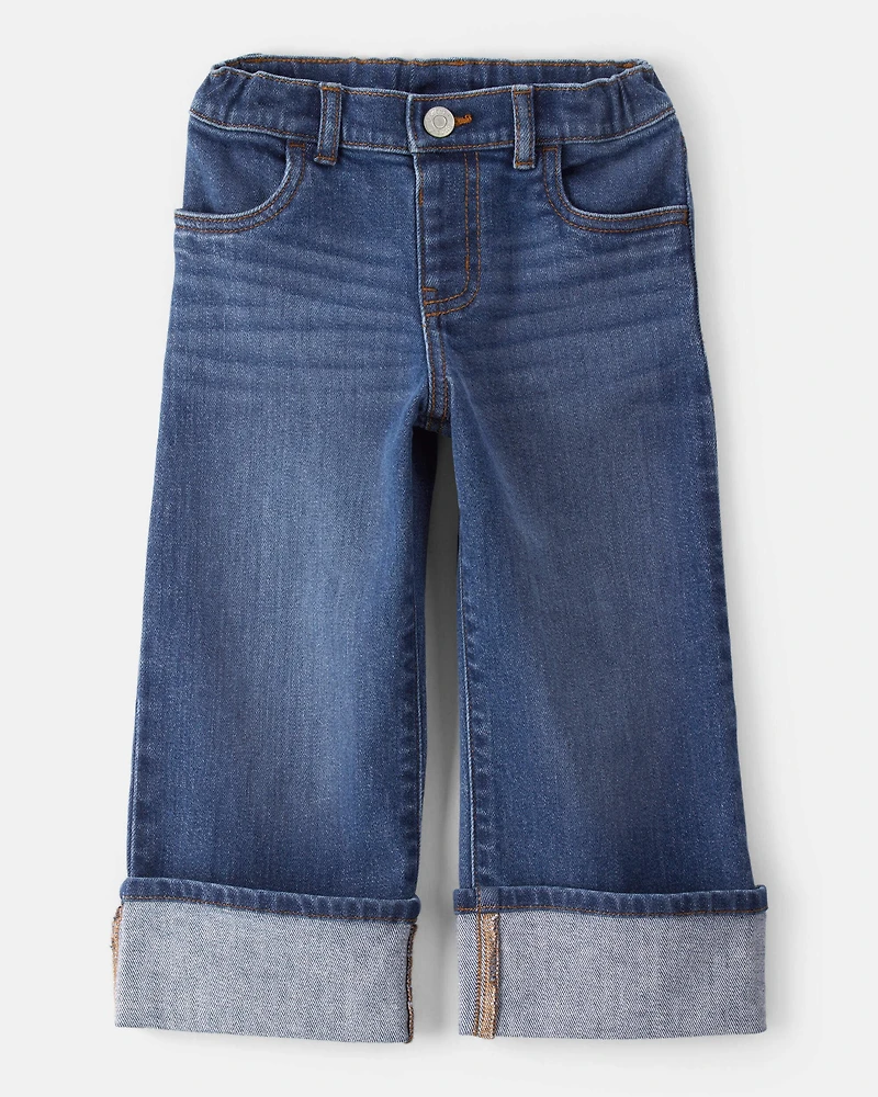 Toddler Girl Denim Wide-Leg Cuff Jeans - Blue