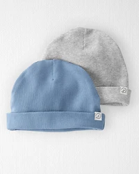 Baby 2-Pack Organic Cotton Rib Caps