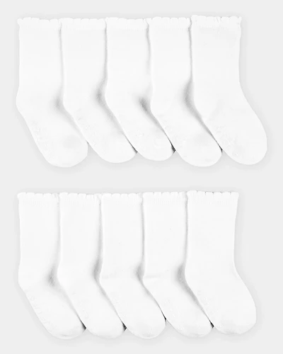 Toddler 10-Pack Scallop Crew Socks