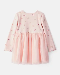 Toddler Girl Floral Print Long-Sleeve Dress - Pink