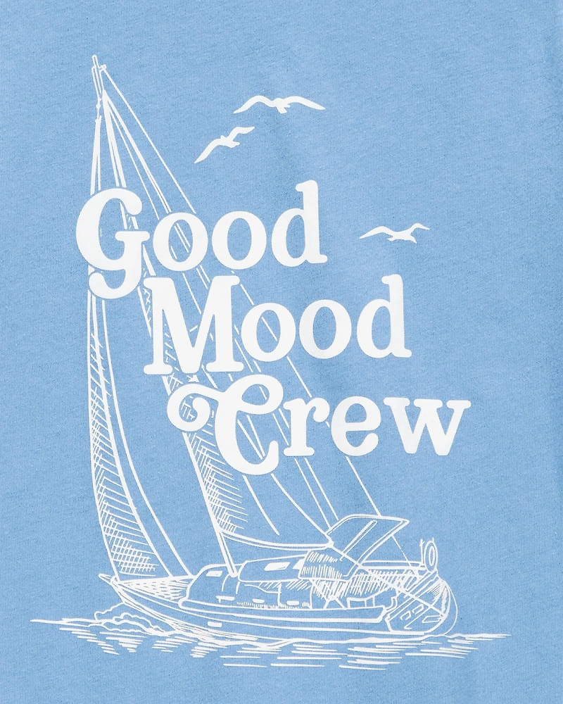 Kid Good Mood Crew Short-Sleeve Graphic Tee - Blue