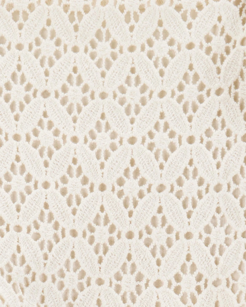 Toddler Striped Eyelet Tank Dress - Ivory