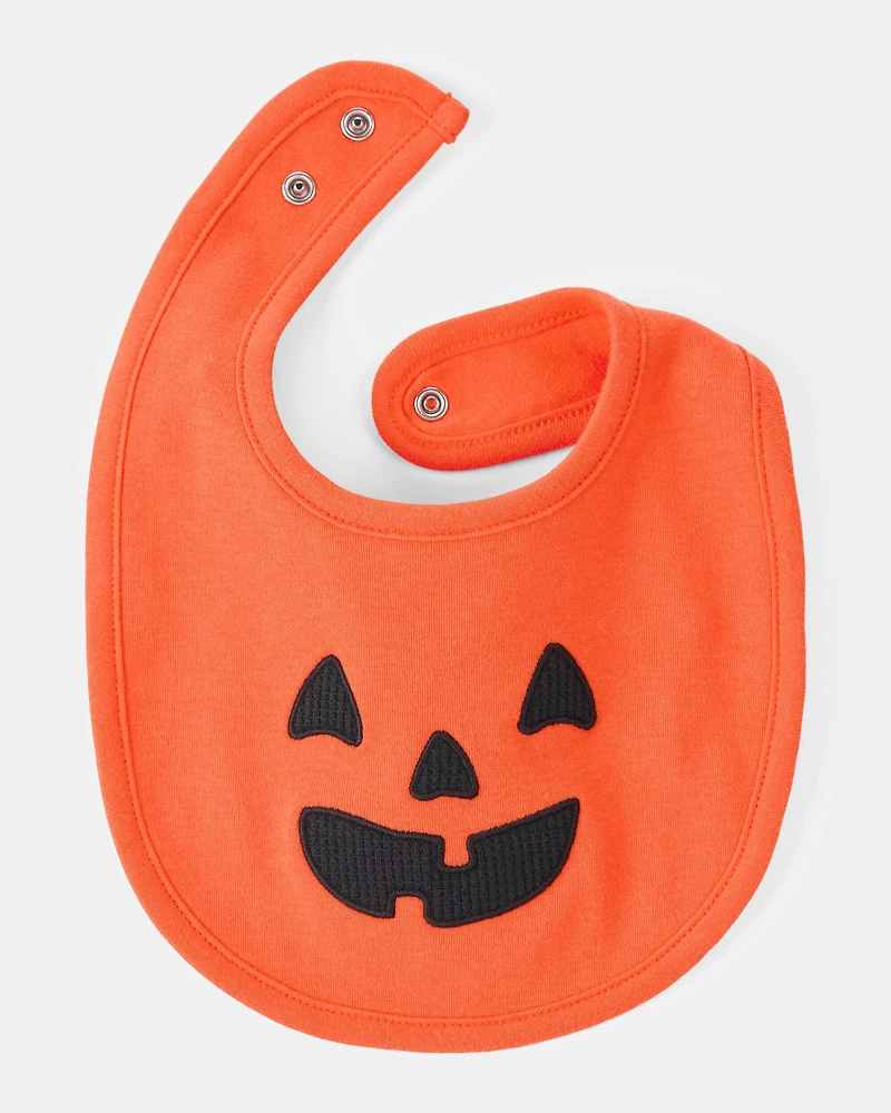 Baby Halloween Jack-O-Lantern Pumpkin Bib - Orange