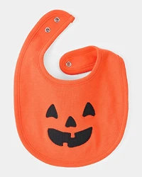 Baby Halloween Jack-O-Lantern Pumpkin Bib - Orange