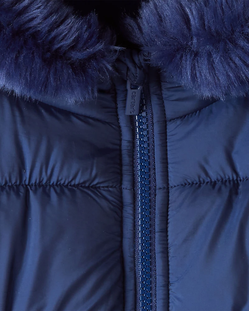 Toddler Girl Hooded Puffer Jacket - Navy