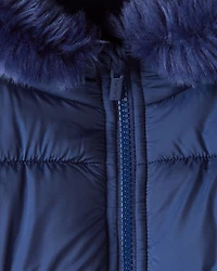 Toddler Girl Hooded Puffer Jacket - Navy
