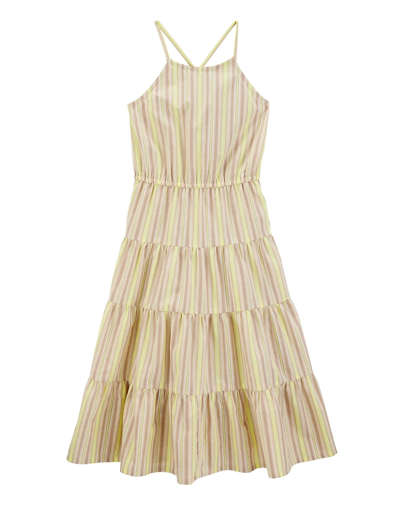 Kid Striped Woven Sleeveless Maxi Dress