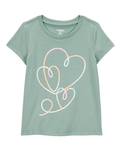 Toddler Heart-Print Short-Sleeve Graphic Tee - Green