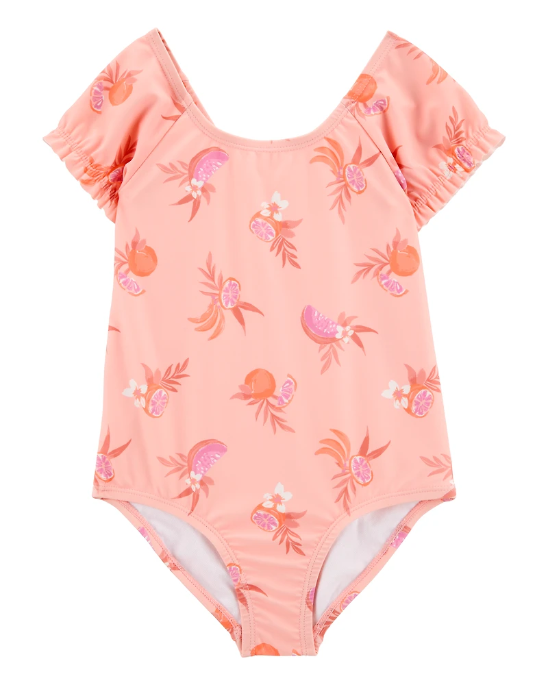 Toddler Girl 1-Piece Fruit Swimsuit - Coral