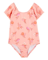 Toddler Girl 1-Piece Fruit Swimsuit - Coral