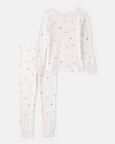 Toddler Girl Painting & Coloring Print PurelySoft Long-Sleeve 2-Piece Pajamas - Ivory