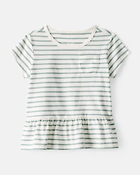 Toddler Girl Striped Short-Sleeve Peplum Top - White/Green