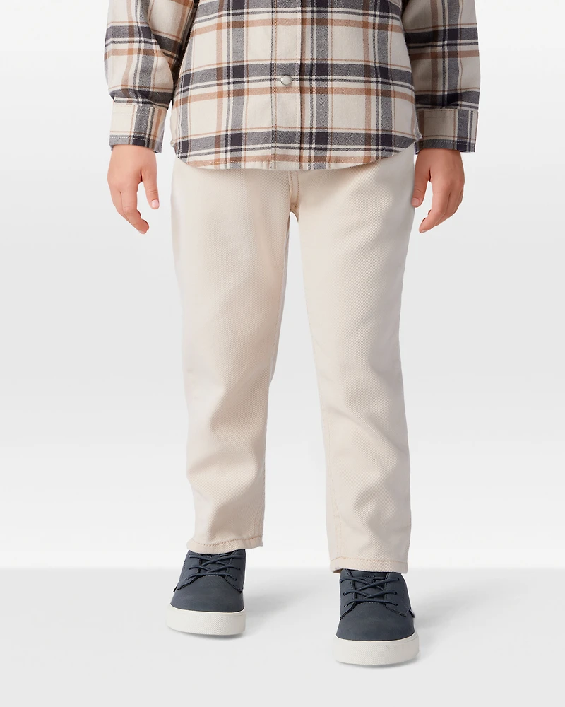 Toddler Boy  Tapered Twill Pants - Cream