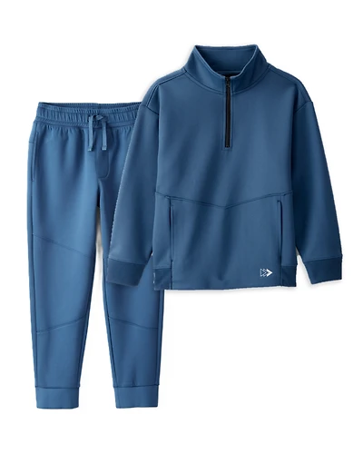 Boys 2-Piece Quarterzip Pullover & Joggers Set - Blue