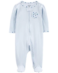 Baby Floral 2-Way Zip Ribbed Sleep & Play Pajamas