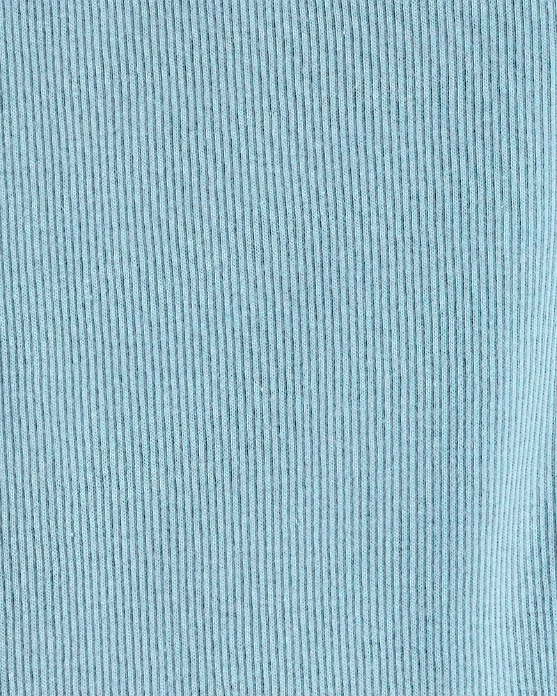 Girls Rib 100% Cotton Pull-On Stretch Leggings - Blue