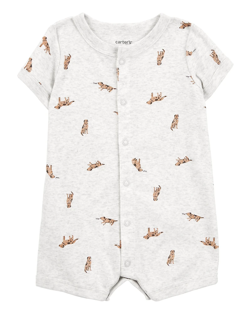 Baby Boy Dog Short-Sleeve Romper - Grey