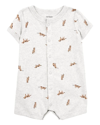Baby Boy Dog Short-Sleeve Romper - Grey