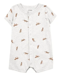 Baby Boy Dog Short-Sleeve Romper - Grey