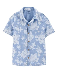 Kid Tropical Print Button-Front Shirt - Blue
