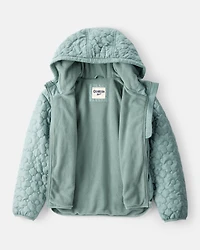 Girls Flowers Long-Sleeve Midweight Quilted Jacket - Green