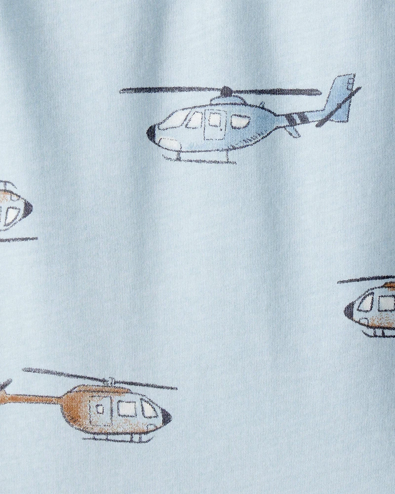 Baby Boy Helicopter Print Short-Sleeve Tee - Blue
