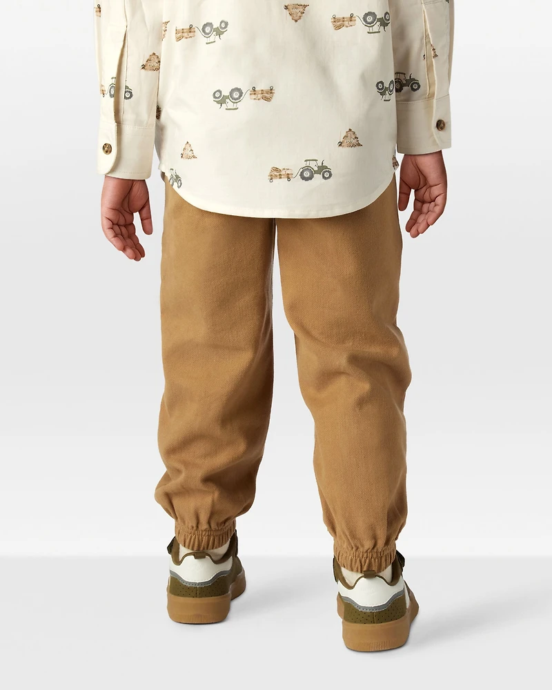 Toddler Boy  Herringbone Woven Pull-On Jogger - Brown