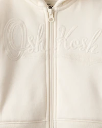 Baby Girl Hooded Zip-Up Jacket - Cream