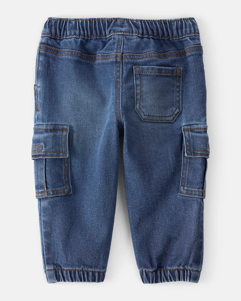 Baby Boy  Pull-On Denim Cargo Joggers - Medium Wash
