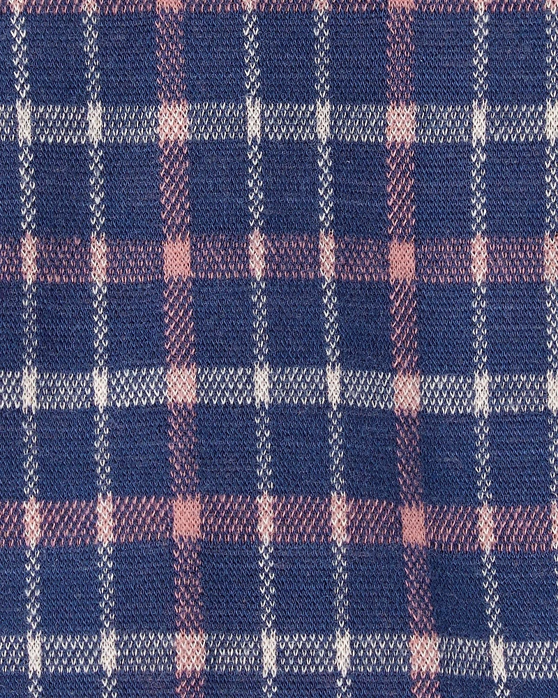 Toddler Girl Plaid Print Knit Skort - Navy/Blue
