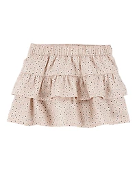 Baby Floral Pull-On Ruffle Skort - Tan