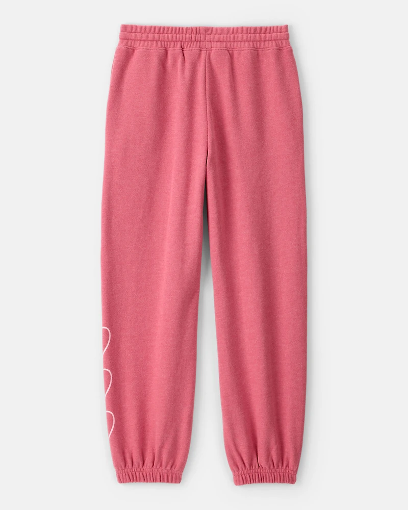 Girls Heart French Terry Joggers - Pink