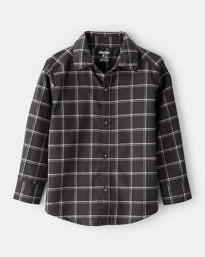 Toddler Boy Plaid Cotton Long-Sleeve Button-Down Shirt - Black