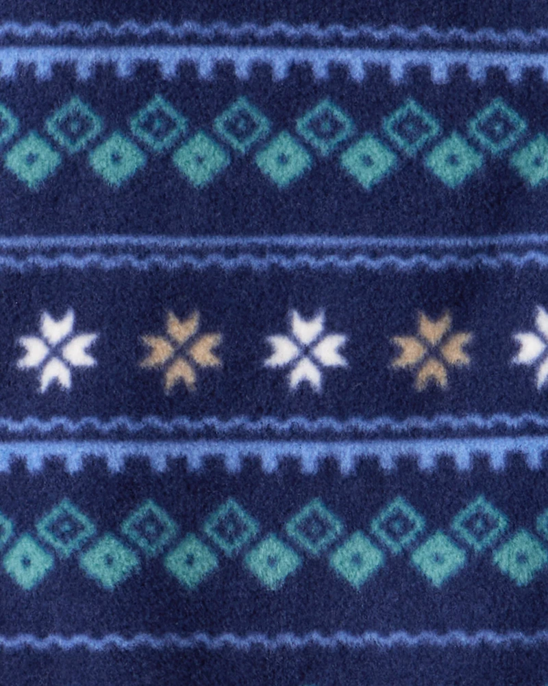 Baby Boy Fair Isle Fleece Long-Sleeve Loose Fit Sleep & Play Pajamas