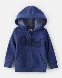 Baby Boy Fleece Hooded Zip-Up Jacket - Blue