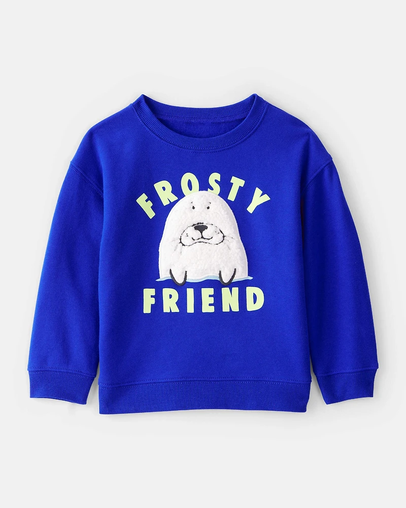 Toddler Boy Seal Pullover Sweatshirt - Blue
