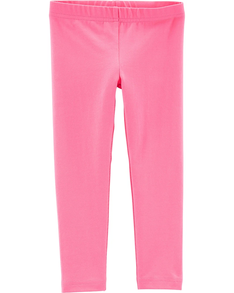 Baby Girl Cotton Stretch Leggings - Pink