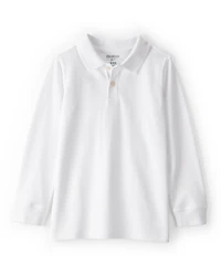Kid White Long-Sleeve Piqué Polo Shirt