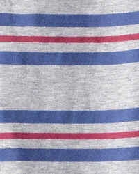 Baby Boy Striped Short-Sleeve Henley Tee - Grey
