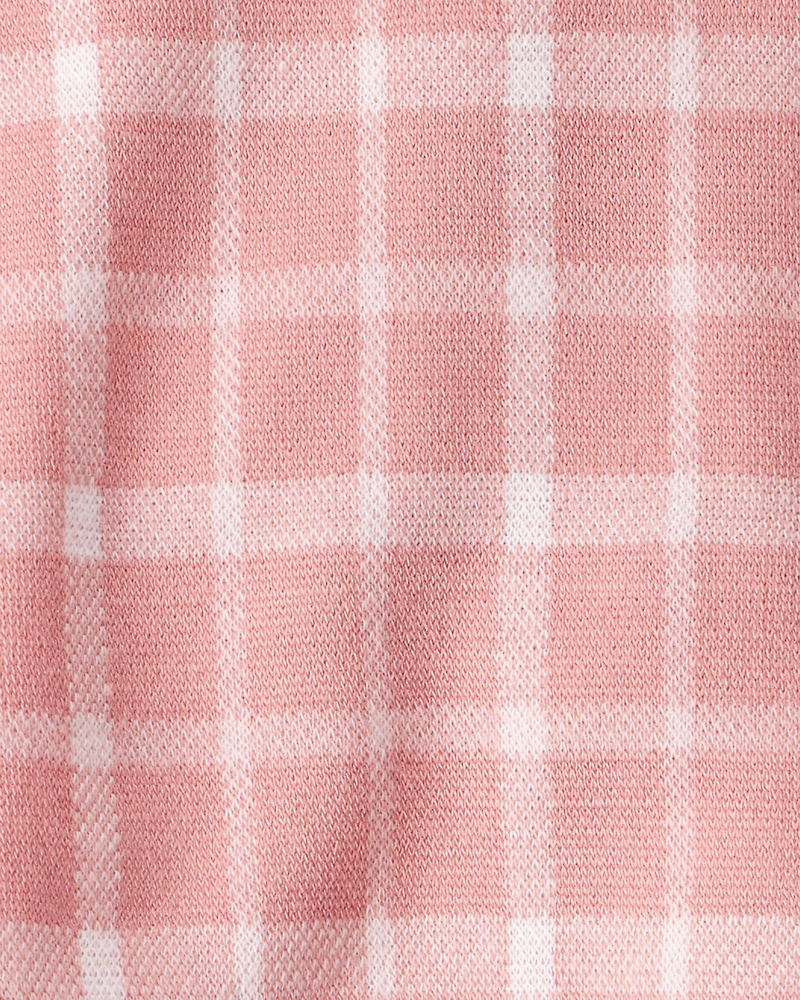 Baby Girl Plaid Print Knit Skort - Pink