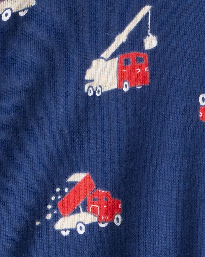 Toddler Boy Construction 100% Cotton Snug Fit Footie 1-Piece Pajamas - Navy