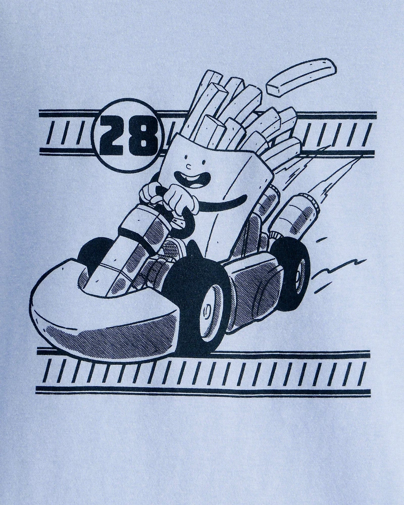 Toddler Boy Racing French Fries Long-Sleeve Graphic Tee - Blue