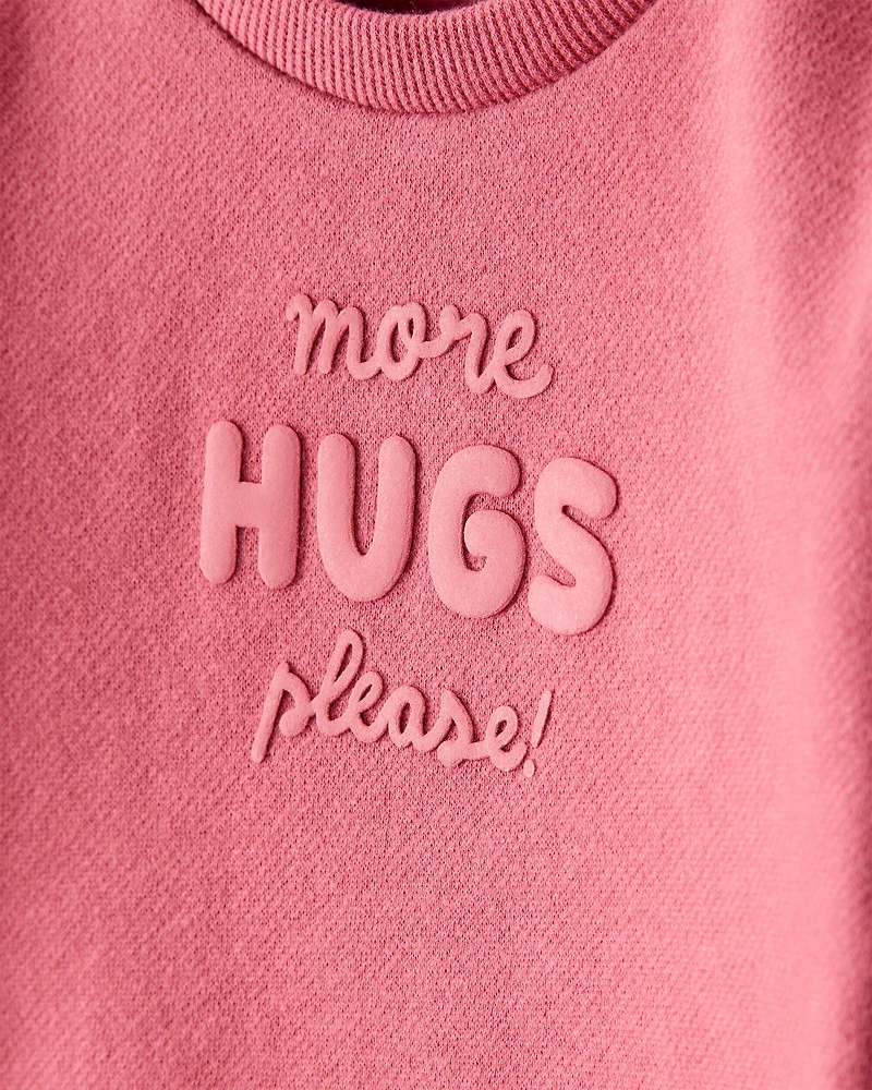 Baby Girl 2-Piece DayDream Fleece Fleece "More Hugs Please" Sweatshirt & Pants Set - Pink
