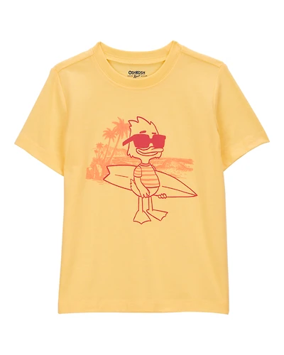 Toddler Cali Sun Surfing Duck Short-Sleeve Graphic Tee - Yellow