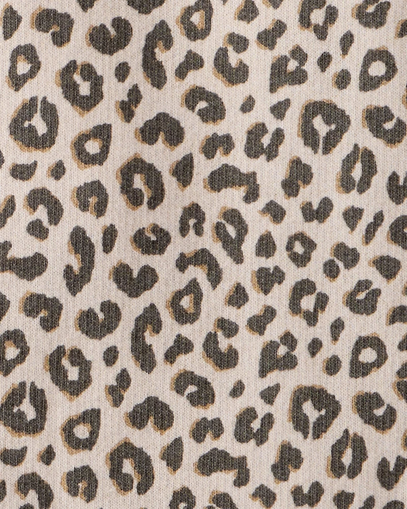 Toddler Girl 2-Piece Leopard Print Cotton Long-Sleeve Dress Set - Brown