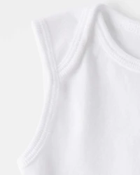 Baby 10-Pack Sleeveless Cotton Bodysuits - White