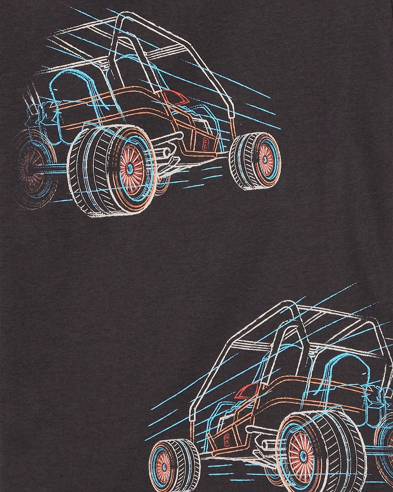 Boys 4-Piece Race Car 100% Snug Fit Cotton Pajamas - Black/Khaki