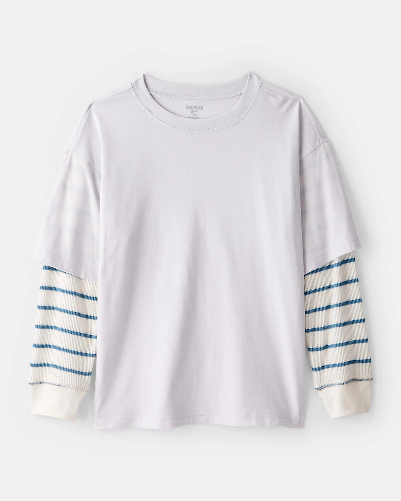 Boys Layered Long-Sleeve Tee- Grey