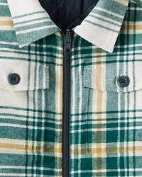 Boys Plaid Long-Sleeve Fashion Jacket - Green