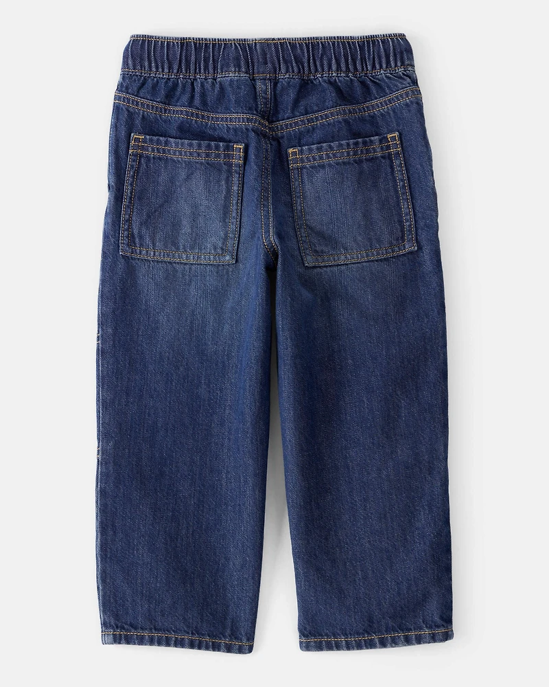 Toddler Boy  Wide-Leg Pull-On Denim Jeans - Dark Wash